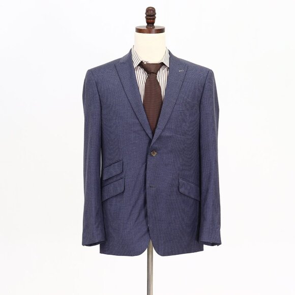 Indochino 40L Blue Sport Coat Blazer Jacket Check 2B Wool